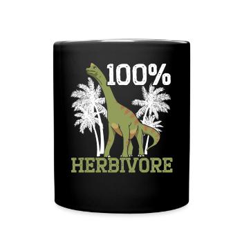 100% Pflanzenfresser Brachiousaurus Dinosaurier Dino - Tasse einfarbig - Schwarz - Vorne