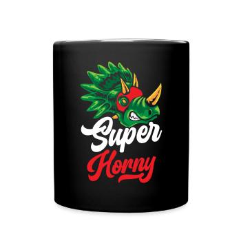 Super Horny Triceratops Dinosaur Prehistoric Dino - Full Colour Mug - black - Front