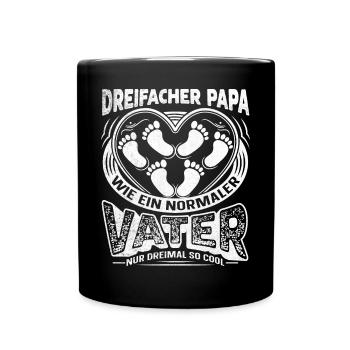 Vatertag Dreifacher Vater Papa Hoch 3 Kinder - Tasse einfarbig - Schwarz - Vorne