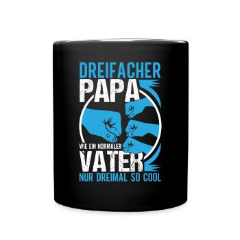 Vatertag Dreifacher Vater Papa hoch 3 Kinder - Tasse einfarbig - Schwarz - Vorne