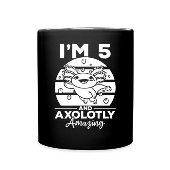 Axolotl I'm 5 And Axolotly Amazing - Axolotl 5 Bir - Full Colour Mug - black - Front