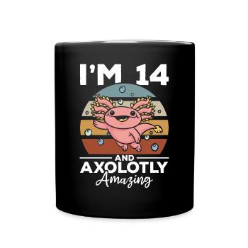 Axolotl I'm 14 And Axolotly Amazing - Axolotl - Full Colour Mug - black - Front