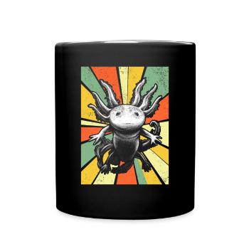 Axolotl Fish Coucher de soleil Axolotl Lover I Retro Axolotl - Mug uni - noir - Devant