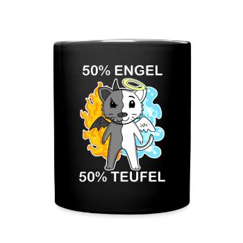 Katze Katzenrasse Bombay - Engel und Teufel - Tasse einfarbig - Schwarz - Vorne
