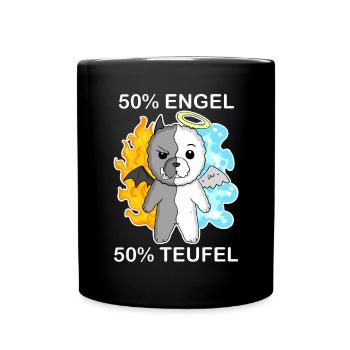 Hund Bichon Frise - Engel und Teufel - Tasse einfarbig - Schwarz - Vorne