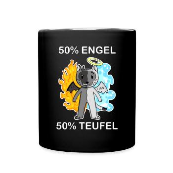 Katze Katzenrasse Birma - Engel und Teufel - Tasse einfarbig - Schwarz - Vorne