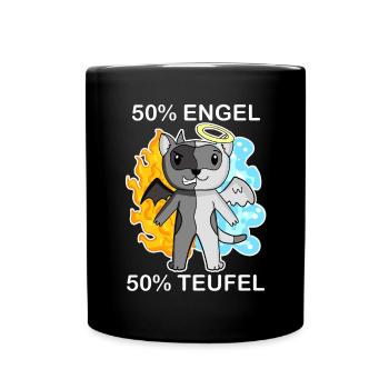 Katze Katzenrasse Burma - Engel und Teufel - Tasse einfarbig - Schwarz - Vorne