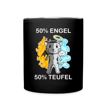 Katze Katzenrasse Abessinierkatze - Tasse einfarbig - Schwarz - Vorne