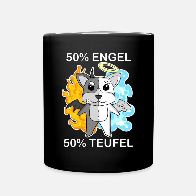 Hund Welsh Corgi Pembroke - Engel und Teufel - Tasse einfarbig - Schwarz