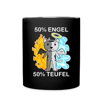 Katze Katzenrasse Burmilla - Engel und Teufel - Tasse einfarbig - Schwarz - Vorne