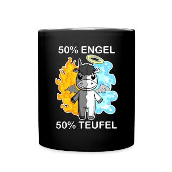 Esel - Engel und Teufel - Tasse einfarbig - Schwarz - Vorne