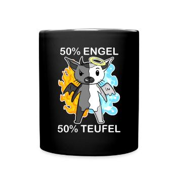 Katze Katzenrasse Chausie - Engel und Teufel - Tasse einfarbig - Schwarz - Vorne