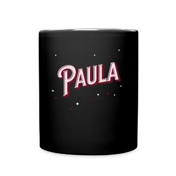 Paula Namen personalisiert - Tasse einfarbig - Schwarz - Vorne