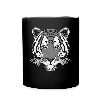 Tiger Art Tiger Head Animal Motif with Wildlife - Full Colour Mug - black - Front