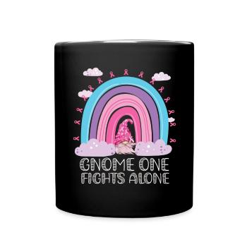 Gnome One Fights Pink Breast Cancer Alone - Full Colour Mug - black - Front