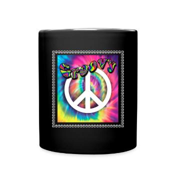 Hippie Peace Groovy Flowerpower Boho Woodstock - Full Colour Mug - black - Front