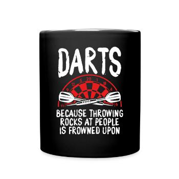 Darts throwing stones at people - Full Colour Mug - black - Front