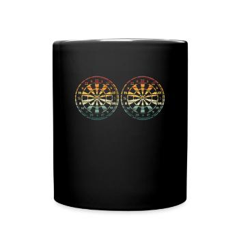 Zwei Dartscheiben - Tasse einfarbig - Schwarz - Vorne