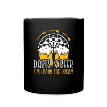 Je vis le rêve des fléchettes et de la bière - Mug uni - noir - Devant