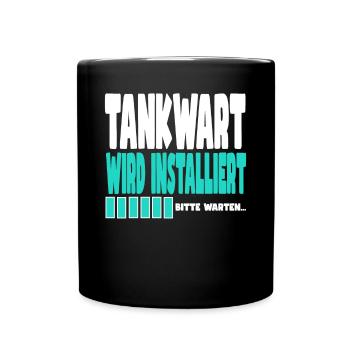 Tankwart wird installiert - Tasse einfarbig - Schwarz - Vorne