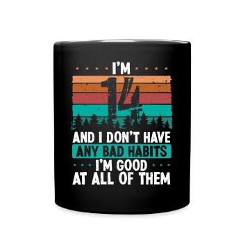 14 Year Old Birthday Funny Humor 14 Birthday - Tasse einfarbig - Schwarz - Vorne