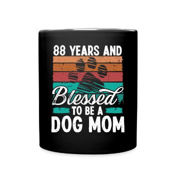 88 Year Old Dog Mom 88 Birthday Retro Dog Mother - Full Colour Mug - black - Front