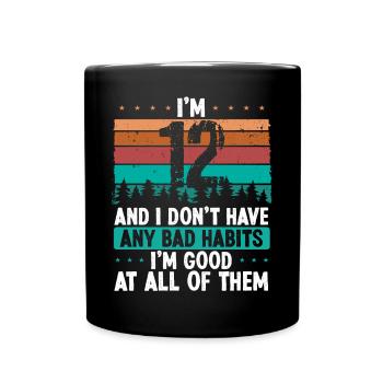 12 Year Old Birthday Funny Humor 12 Birthday - Tasse einfarbig - Schwarz - Vorne