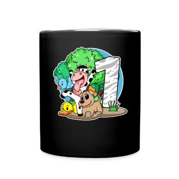 1. Geburtstag Niedliche Tiere 1 Jahr alt - Tasse einfarbig - Schwarz - Vorne