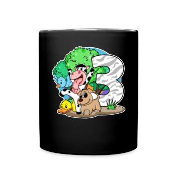 3. Geburtstag Niedliche Tiere 3 Jahre alt - Tasse einfarbig - Schwarz - Vorne
