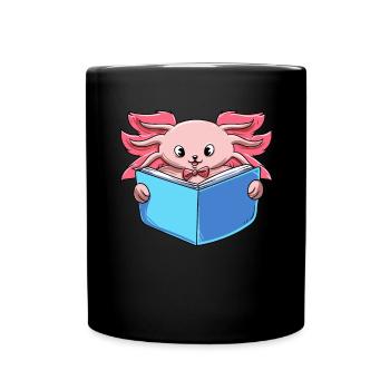 Axolotl Buchliebhaber Salamander - Tasse einfarbig - Schwarz - Vorne
