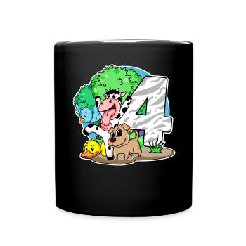 4ème anniversaire Animaux mignons 4 ans - Mug uni - noir - Devant