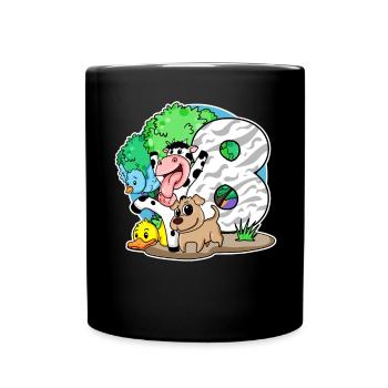 8. Geburtstag Niedliche Tiere 8 Jahre alt - Tasse einfarbig - Schwarz - Vorne