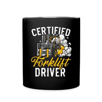Certified Forklift Driver Job Warehouse Worker - Full Colour Mug - black - Front