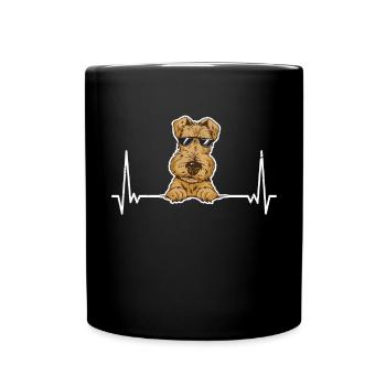 Airedale Terrier Hund - Tasse einfarbig - Schwarz - Vorne