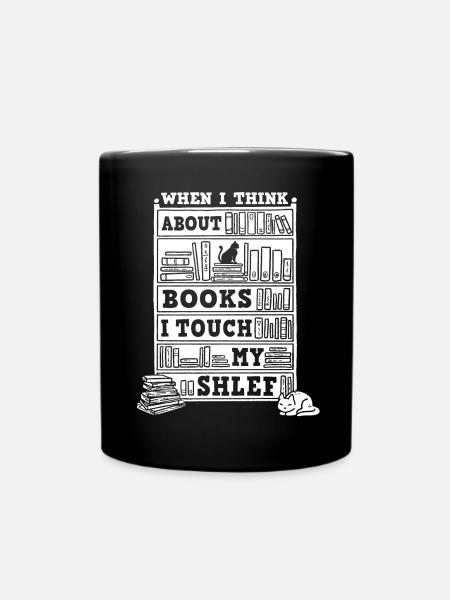 Cat Book Lovers Read Books - Full Colour Mug - black