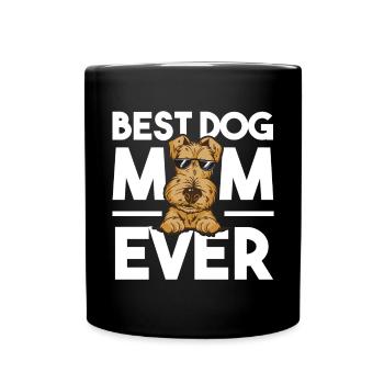 Airedale Terrier Hund - Tasse einfarbig - Schwarz - Vorne