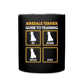 Airedale Terrier Hund - Tasse einfarbig - Schwarz - Vorne