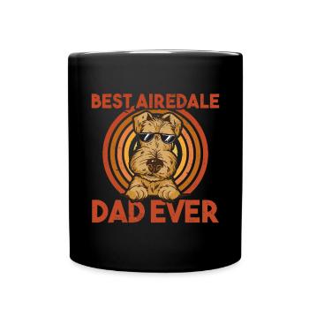 Airedale Terrier Hund - Tasse einfarbig - Schwarz - Vorne