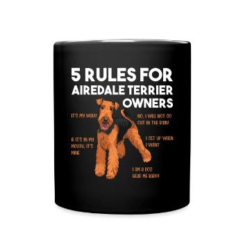 Airedale Terrier Hund - Tasse einfarbig - Schwarz - Vorne