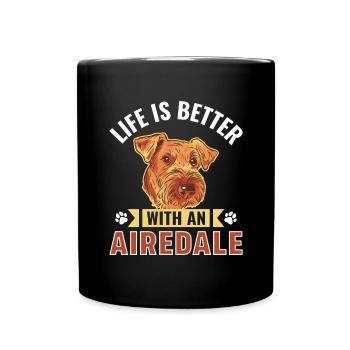 Airedale Terrier Hund - Tasse einfarbig - Schwarz - Vorne