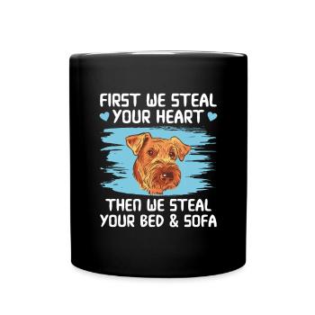 Airedale Terrier Hund - Tasse einfarbig - Schwarz - Vorne