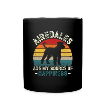Airedale Terrier Hund - Tasse einfarbig - Schwarz - Vorne