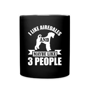 Airedale Terrier Hund - Tasse einfarbig - Schwarz - Vorne