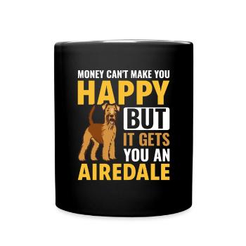 Airedale Terrier Hund - Tasse einfarbig - Schwarz - Vorne