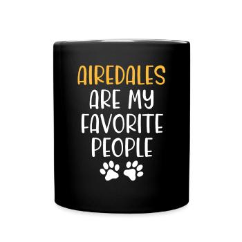 Airedale Terrier Hund - Tasse einfarbig - Schwarz - Vorne