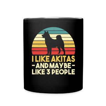 Amerikanischer Akita Inu - Tasse einfarbig - Schwarz - Vorne
