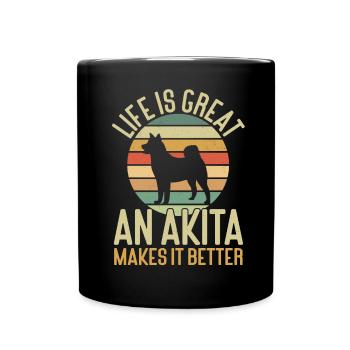 Amerikanischer Akita Inu - Tasse einfarbig - Schwarz - Vorne