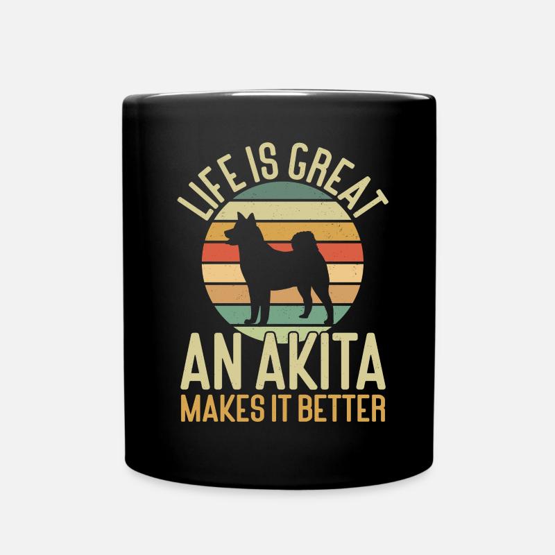 Amerikanischer Akita Inu - Tasse einfarbig - Schwarz