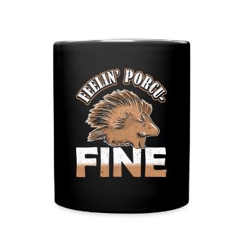 Nagetier Feelin’ Porcu-Fine Stachelschwein - Tasse einfarbig - Schwarz - Vorne
