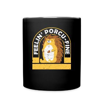 Nagetier Feelin’ Porcu-Fine Stachelschwein - Tasse einfarbig - Schwarz - Vorne